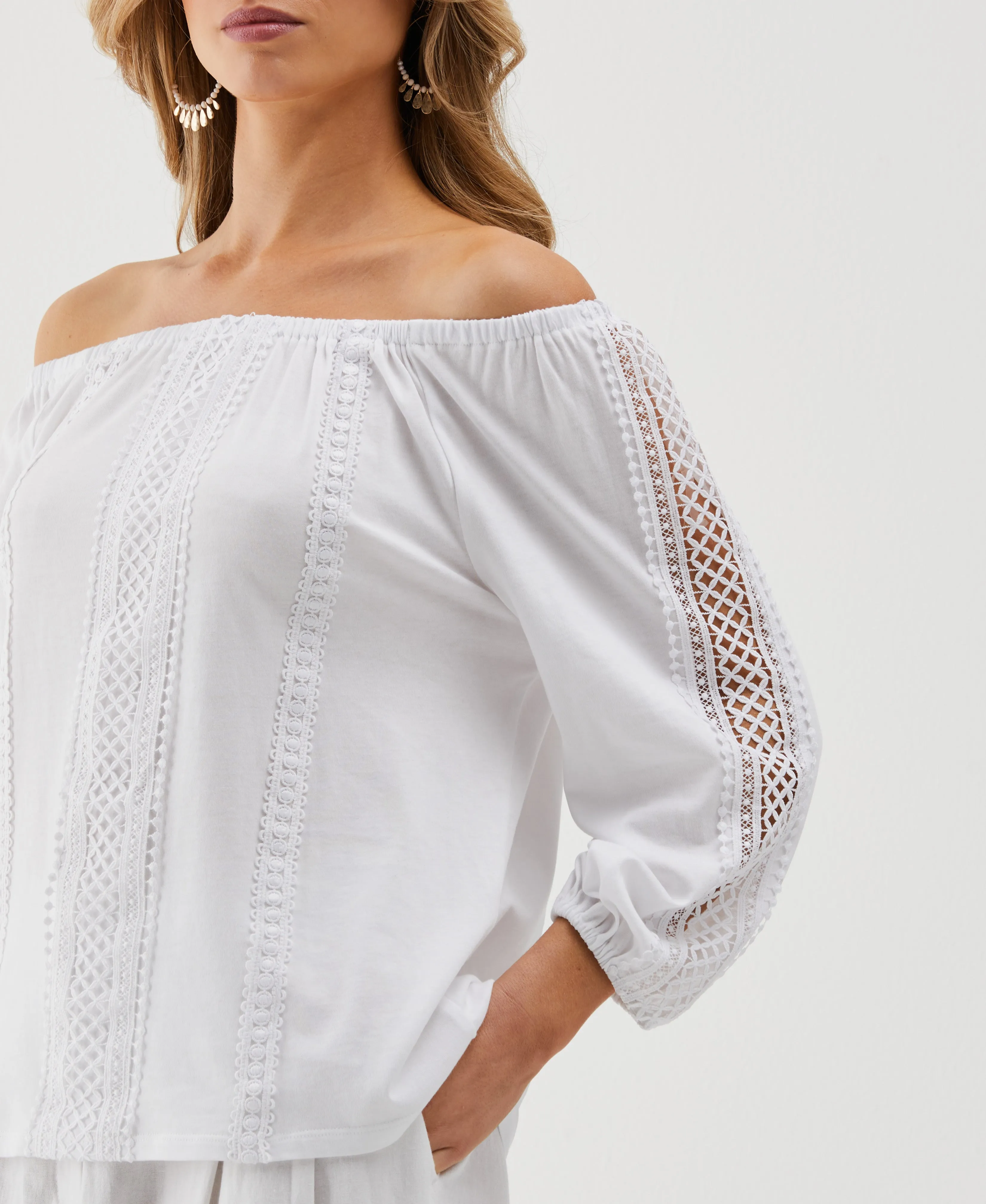 Lace Trim Off the Shoulder Top