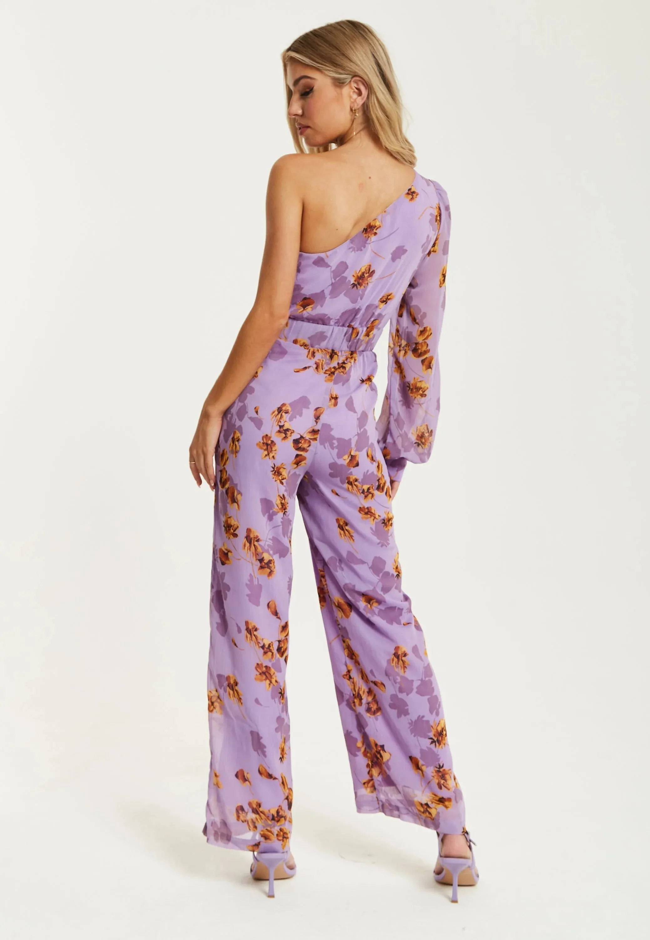 Liquorish Purple Floral Asymmetrical Jumpsuit