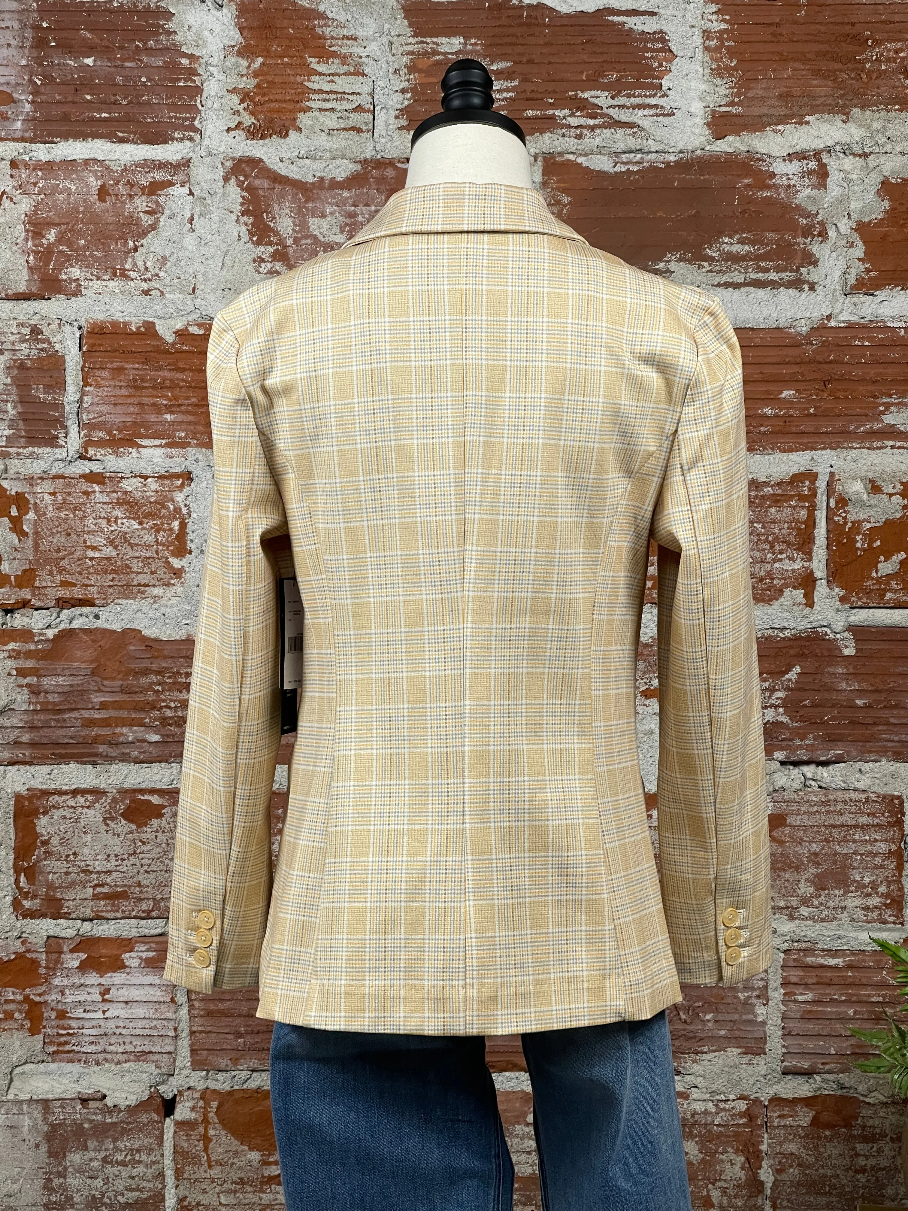 Liverpool Fitted Blazer in Gold Plaid