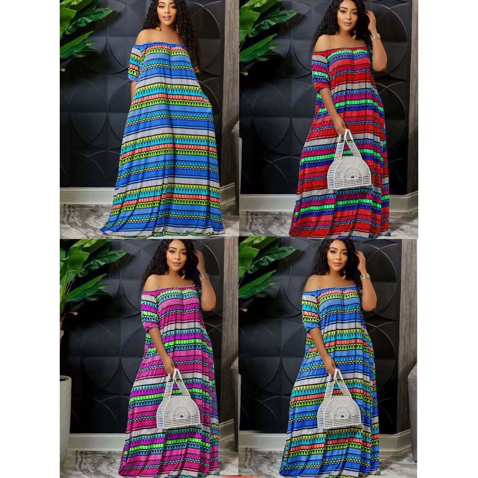 Multi Color Off Shoulder Dress