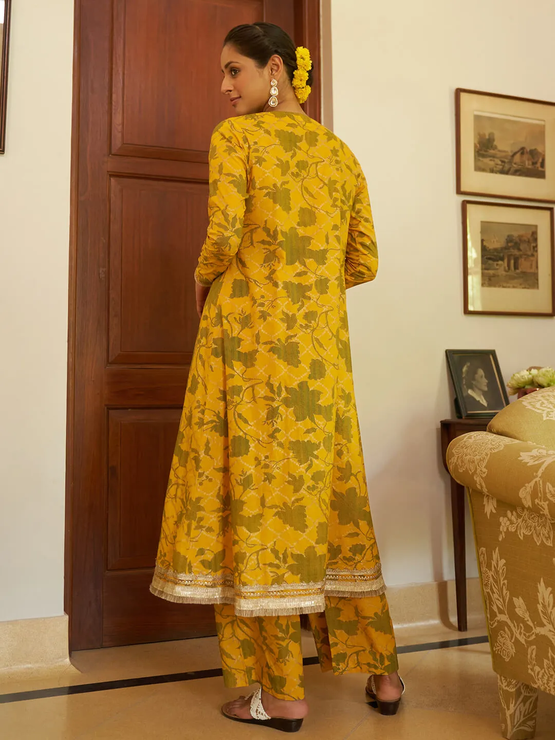 Mustard Cotton Floral Printed Co ord Set