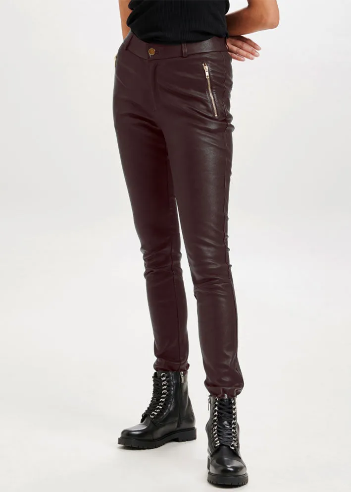 Notyz Leggings with saddleback 10910 Skindbukser - Coffee Brown with Light Gold