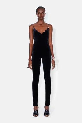 Pat Globe Velvet Bodysuit - Black