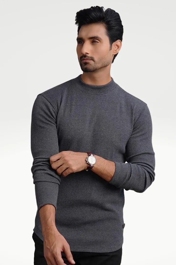 Pebble Gray Mock Neck Sweatshirt