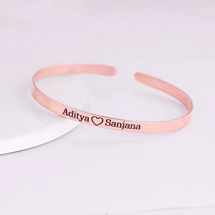 Personalised Rose Gold Forever Together Cuff Bracelet