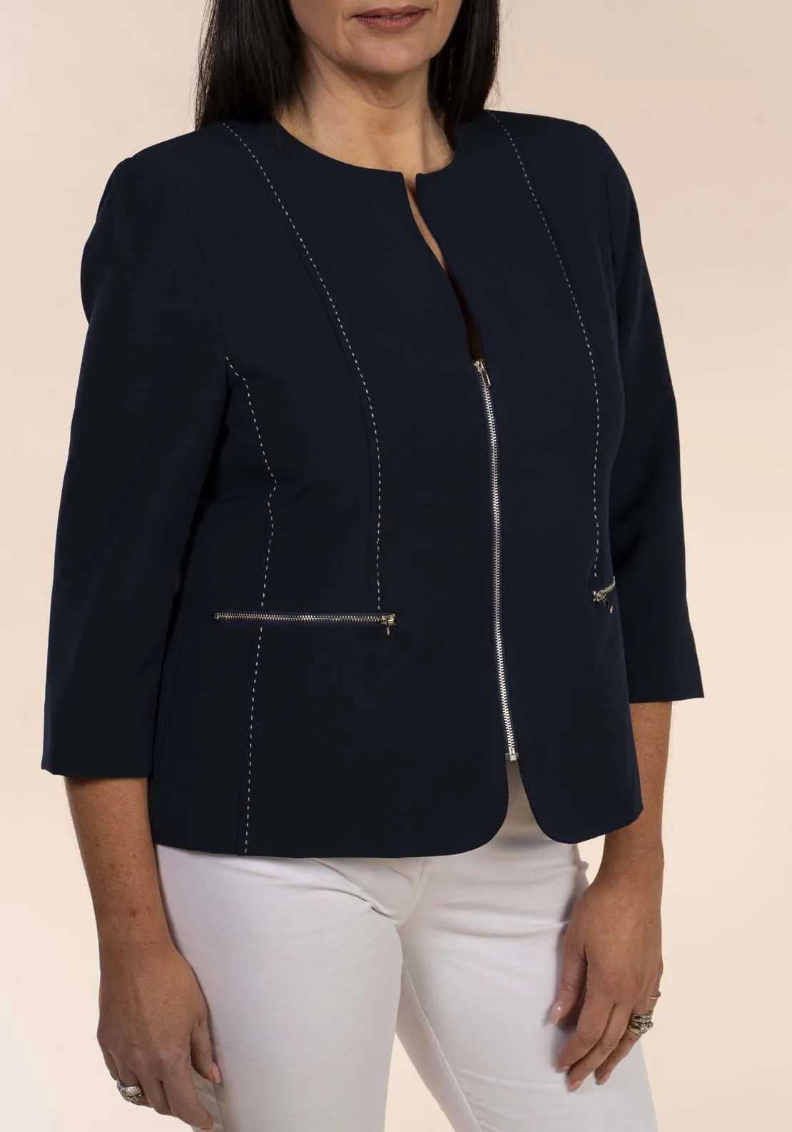 Pick Stitch Blazer - Navy