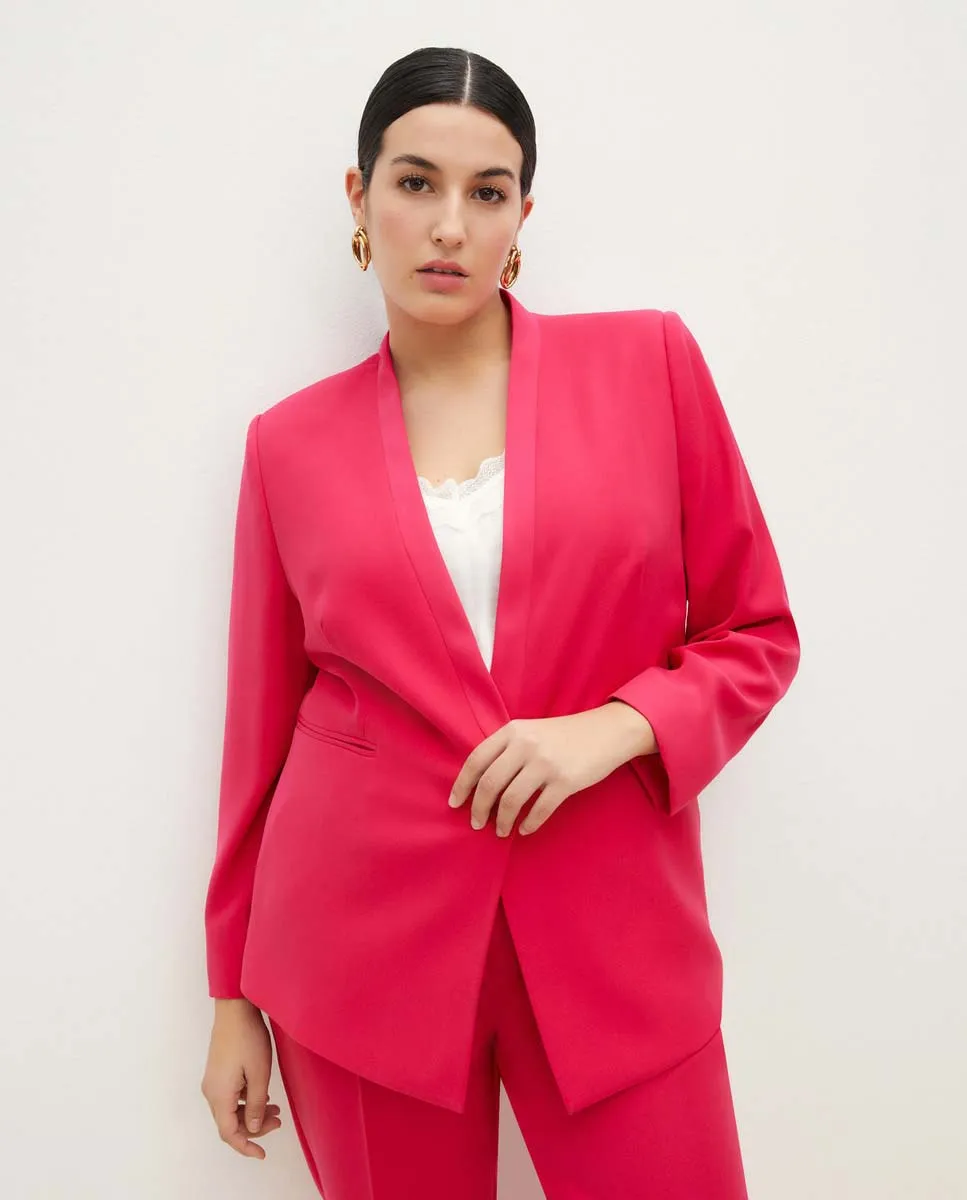 Plain Blazer Without Lapel - Pink