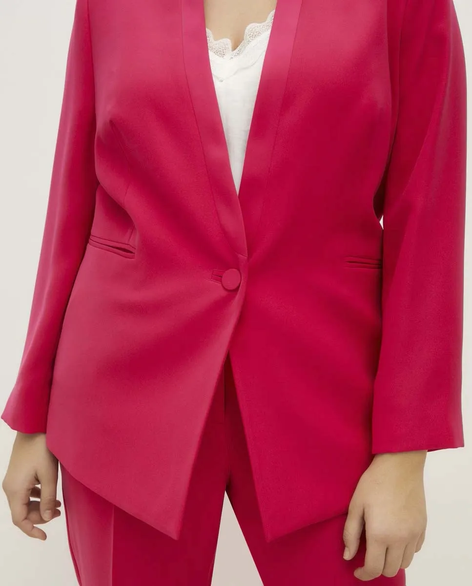 Plain Blazer Without Lapel - Pink