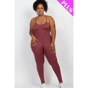 Plus Size Solid Bodycon Cami Jumpsuit