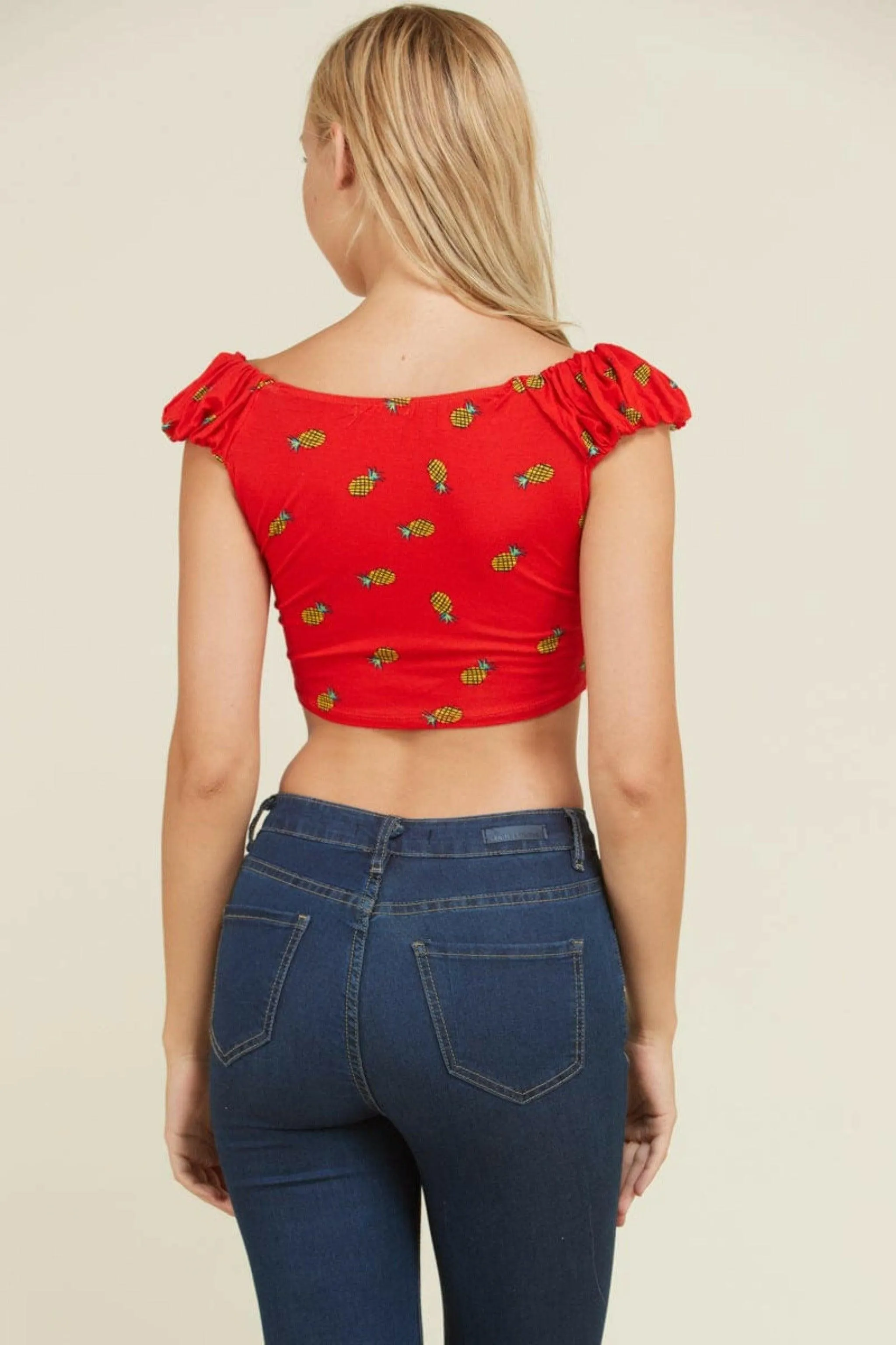 Ruffle Cute Sleeve Crop Tops