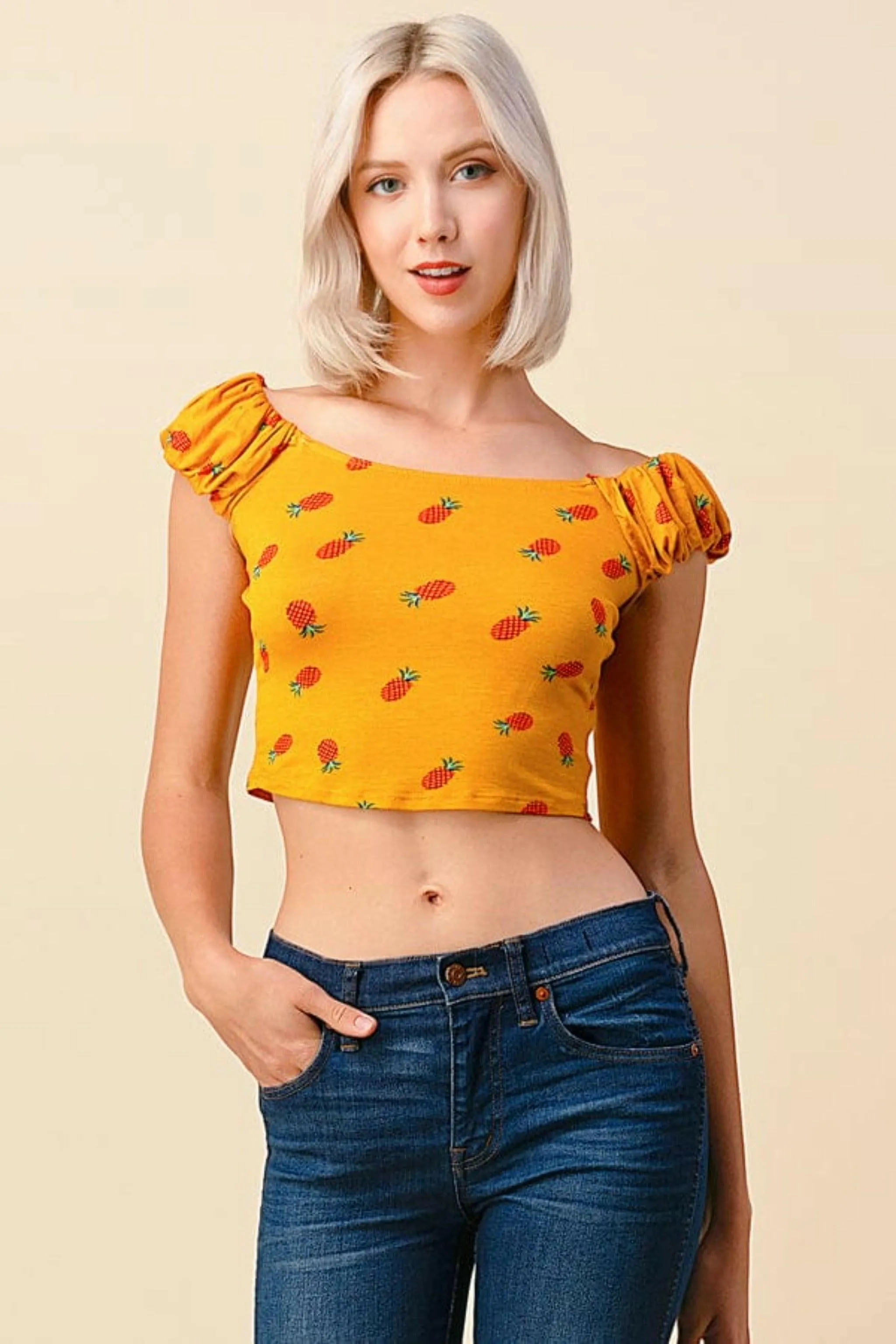 Ruffle Cute Sleeve Crop Tops