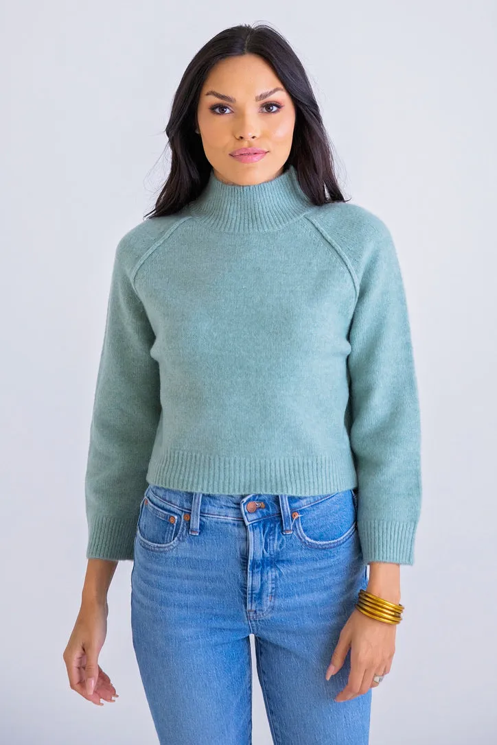 Sage Mixed Yarn Mock Sweater