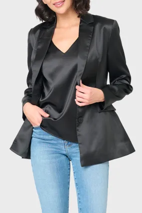 Shine Effect Long-Line Blazer