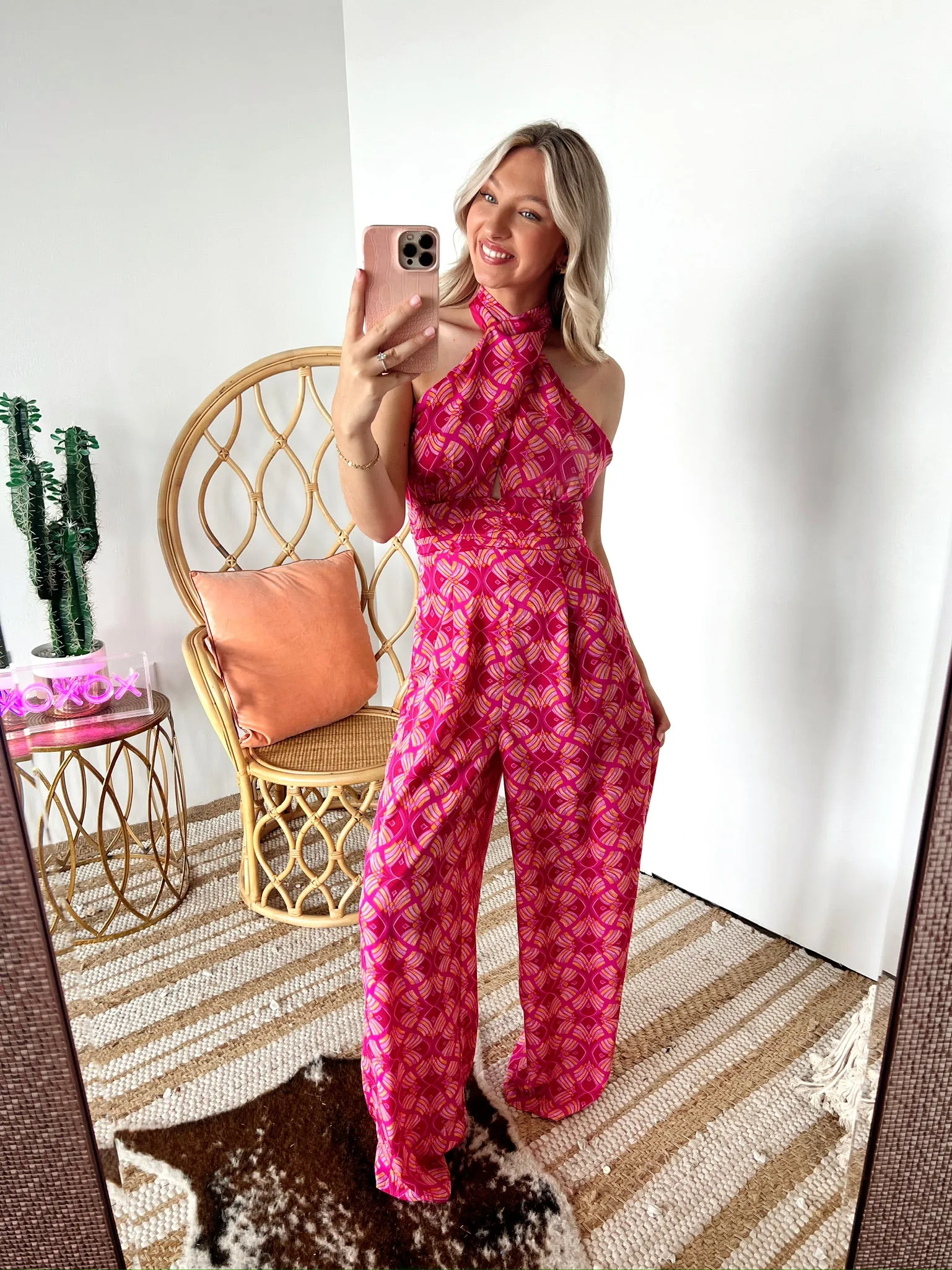 SIZE LARGE Sunset Drive Printed Jumpsuit