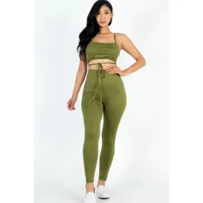 Solid Tie Front Cut Out Jumpsuit