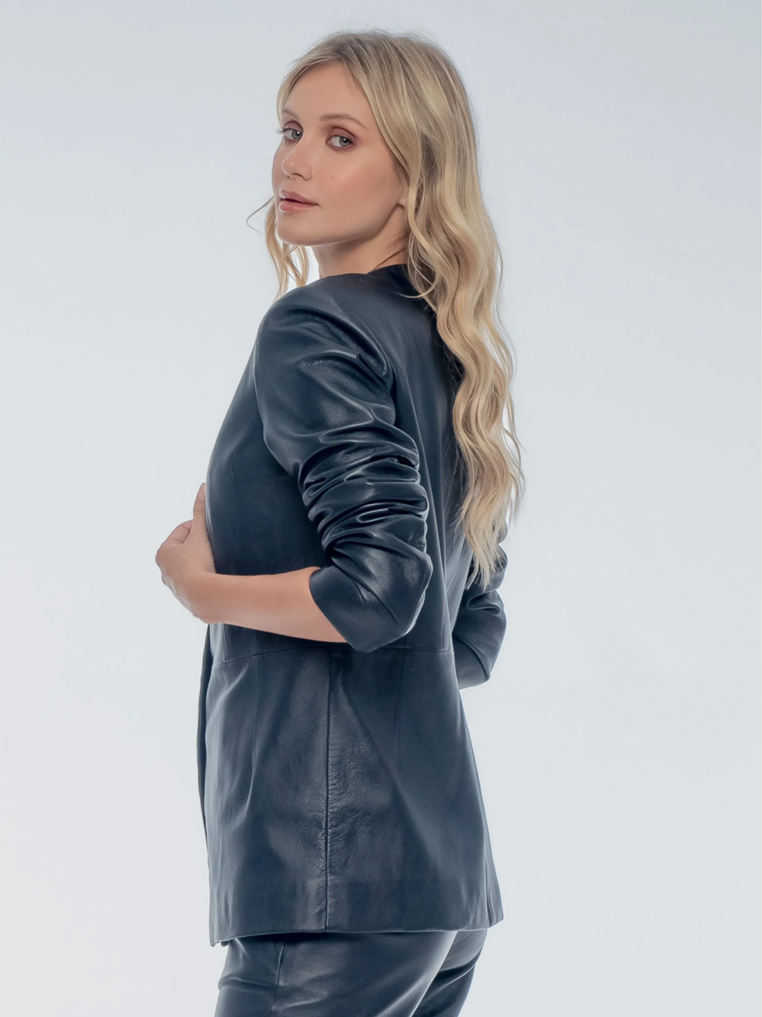 SOPHIA LEATHER BLAZER - ECLIPSE