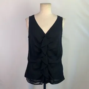 St.JohnNWT black silk with ruffle front tank top