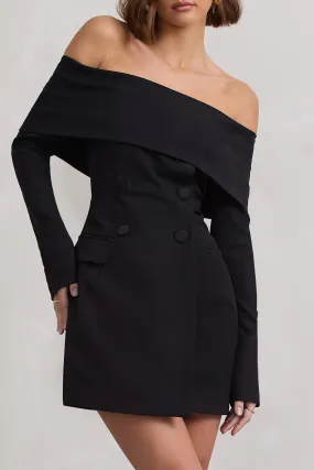 Tara | Black Bardot Tailored Blazer Dress