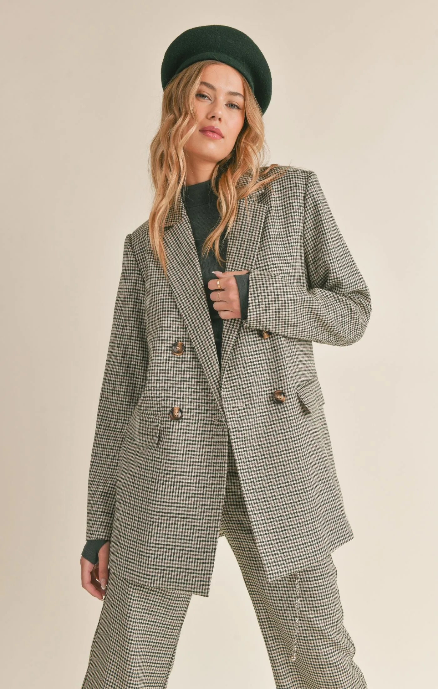 Tavi Houndstooth Double Breasted Blazer