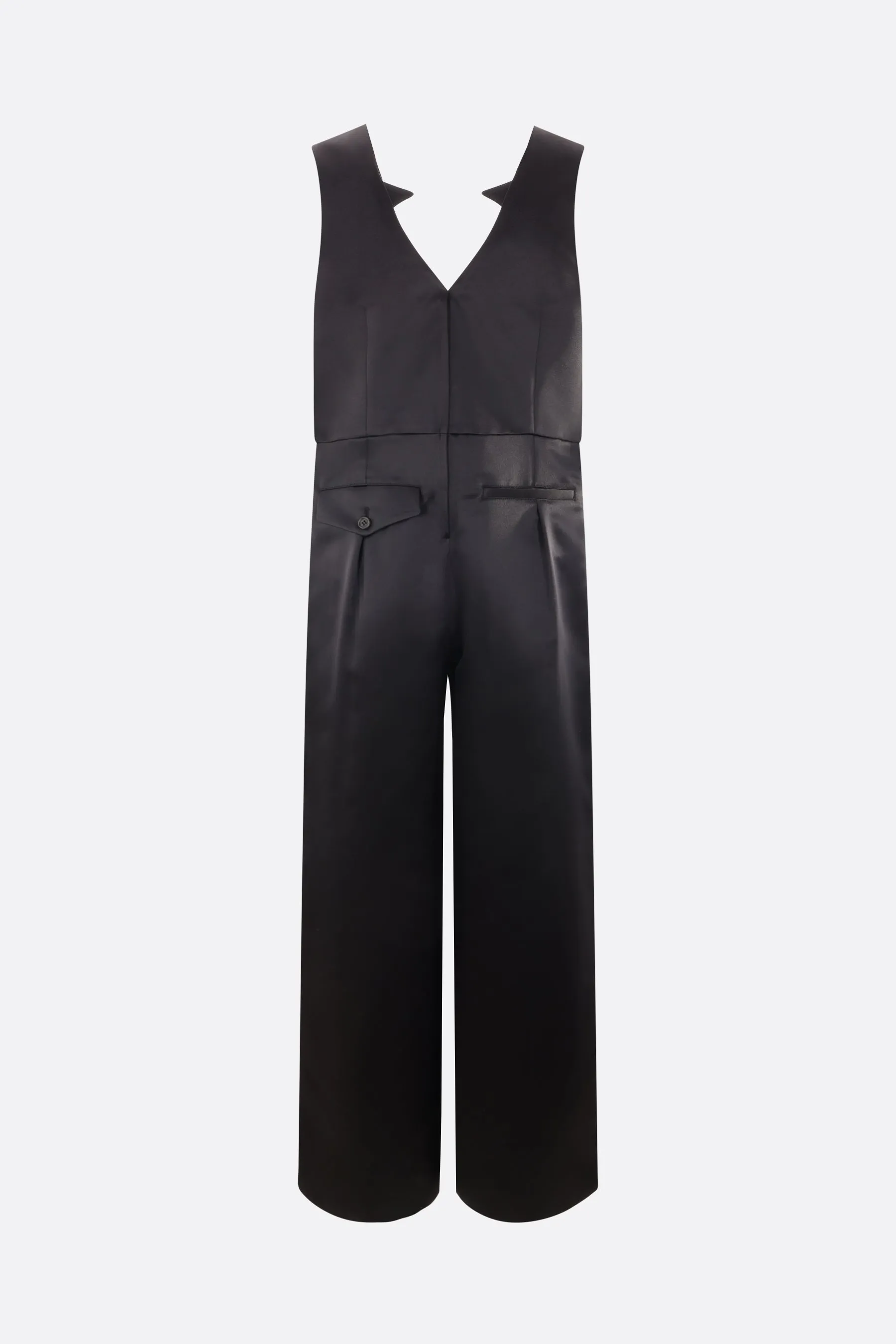 technical satin oversized sleeveless jumpsuit