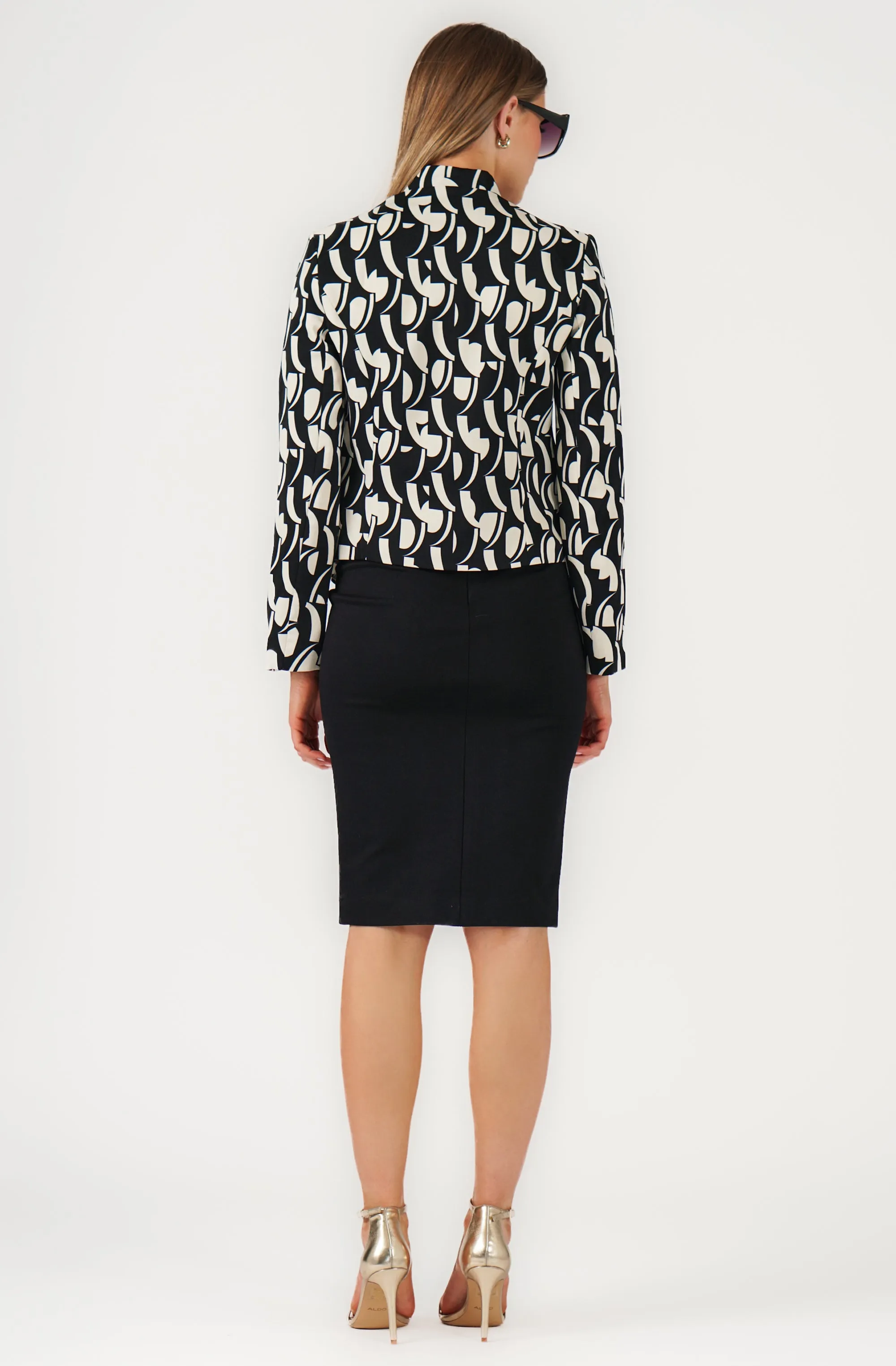 Unstructured Printed Lapelless Blazer