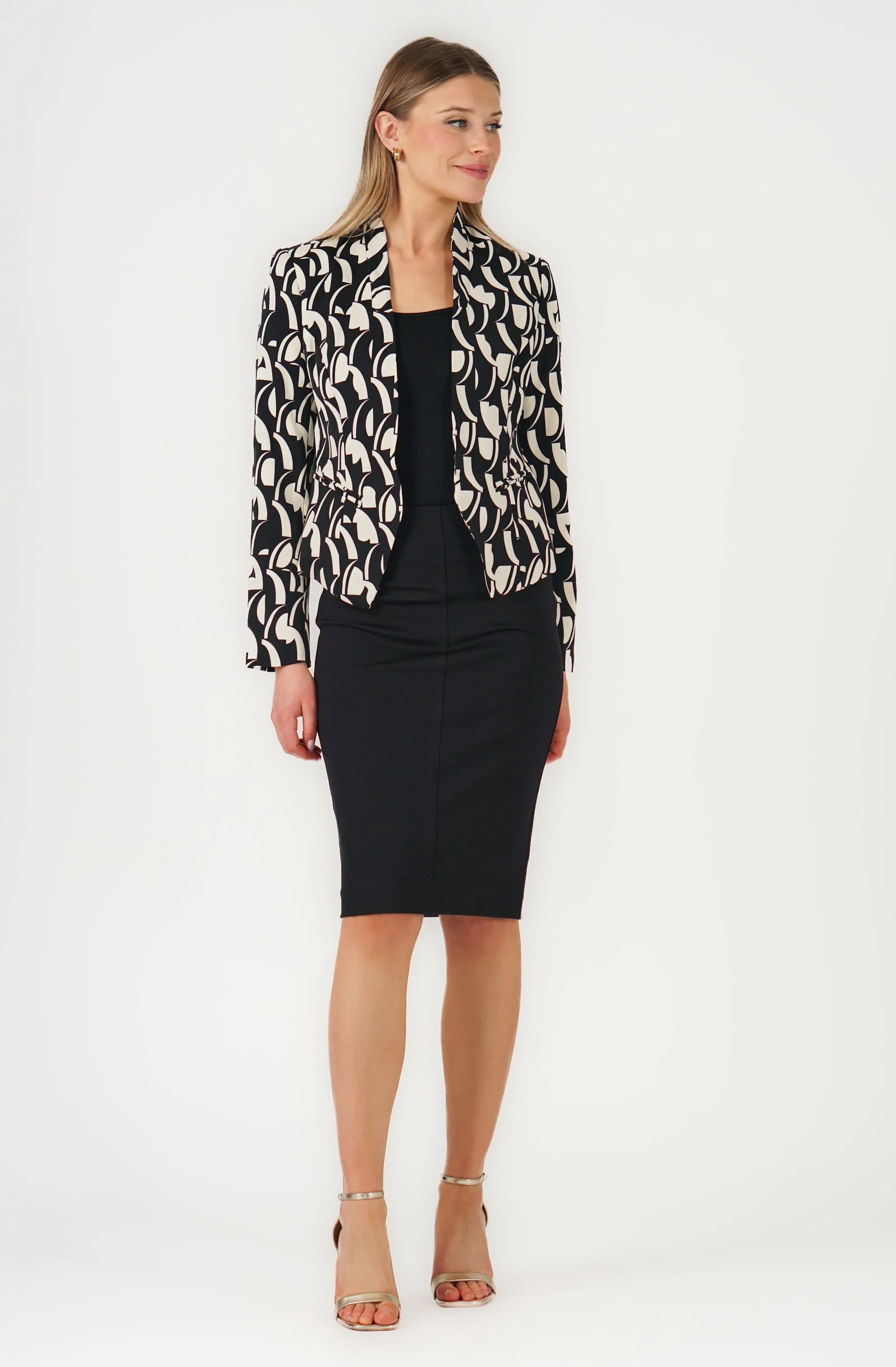 Unstructured Printed Lapelless Blazer