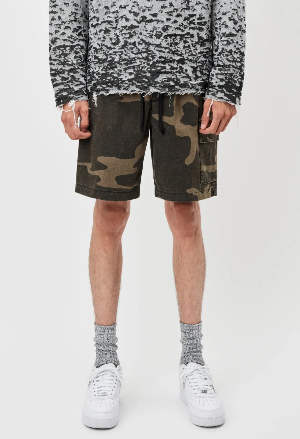 Utility Cargo Shorts / Black Camo