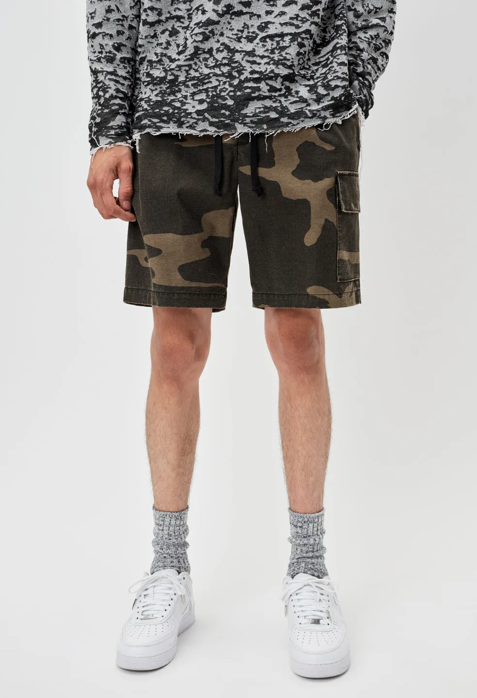 Utility Cargo Shorts / Black Camo