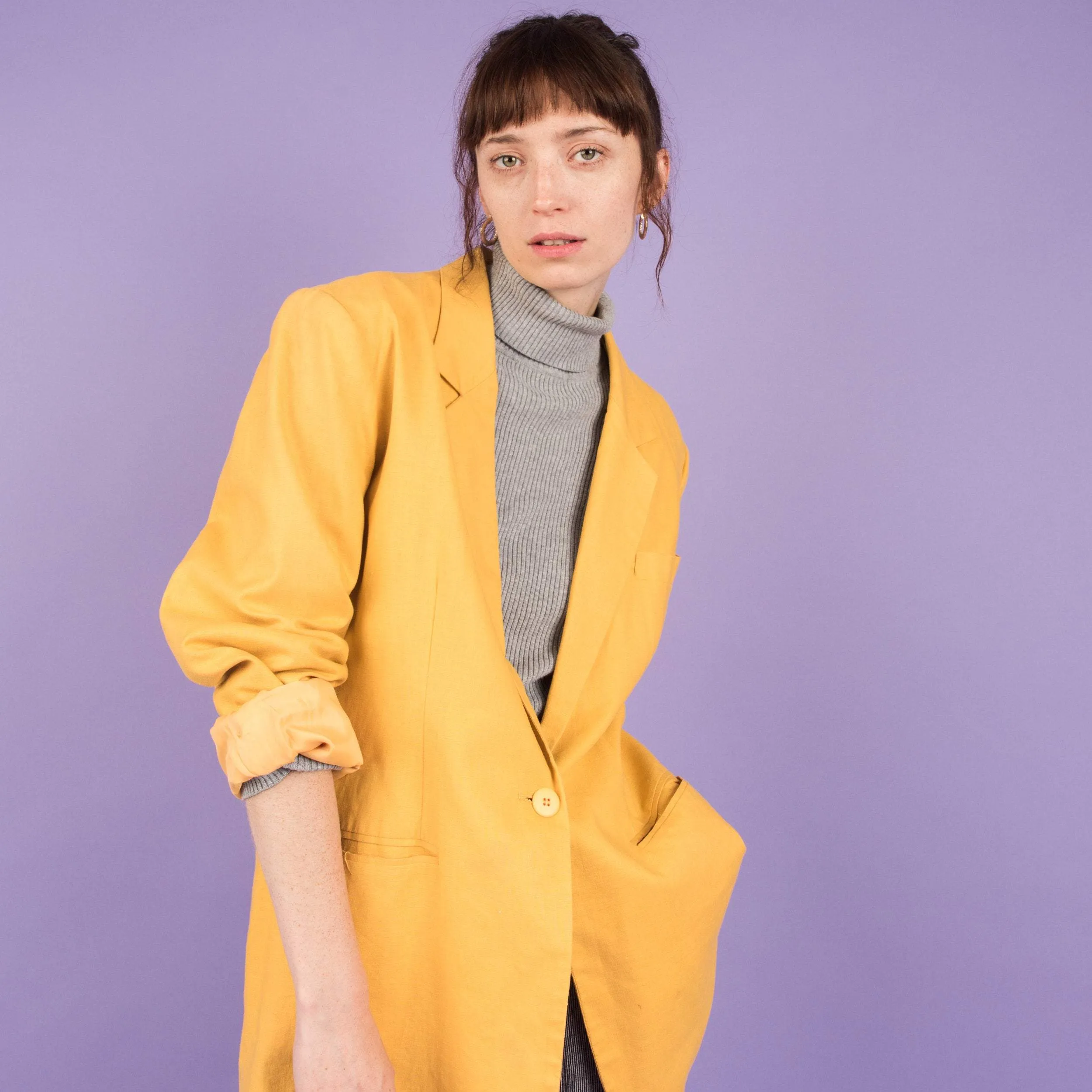 Vintage Canary Oversized Blazer (S/M)