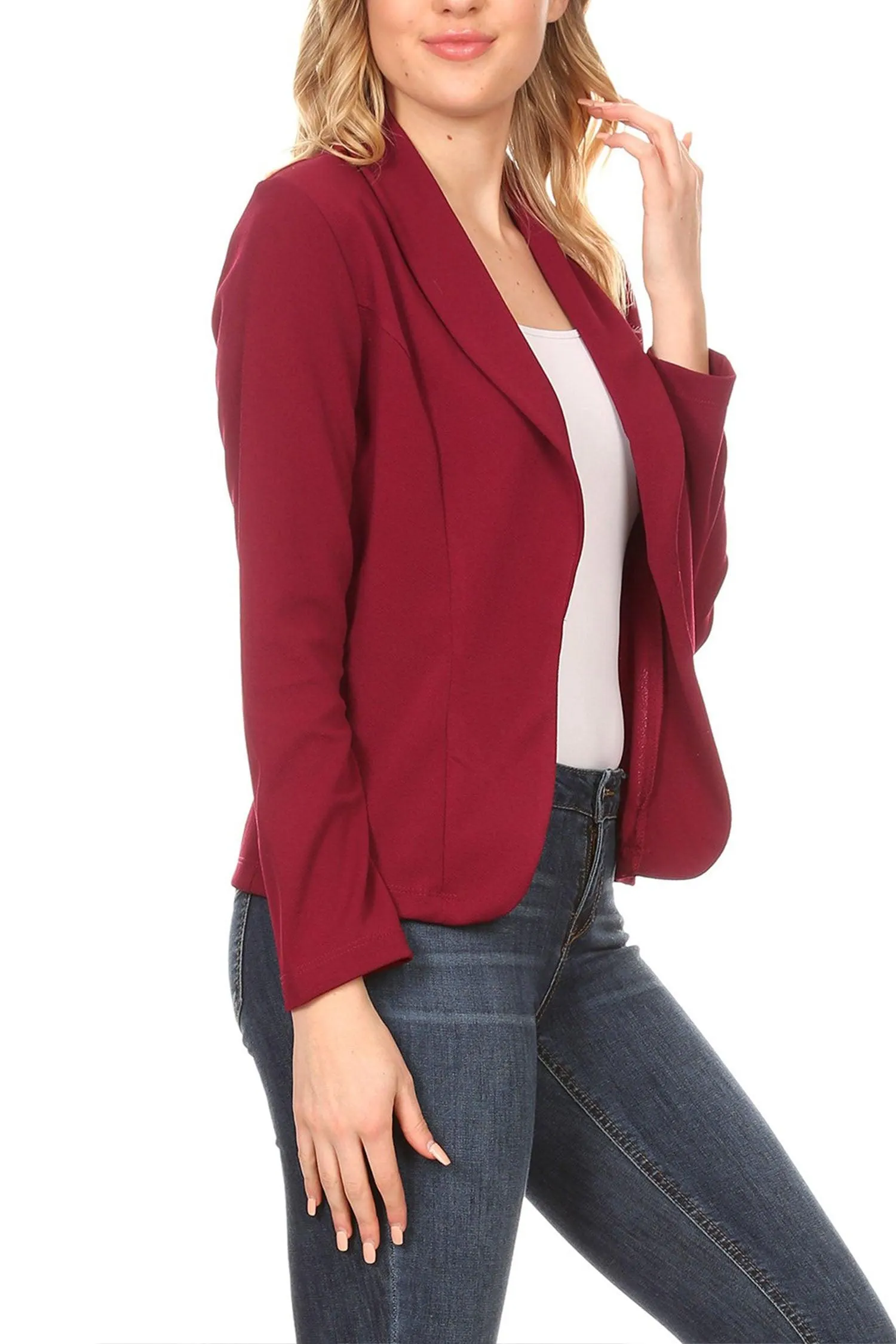 Women's Casual Long Sleeves Office Workwear Solid Blazer Jacket S-3XL