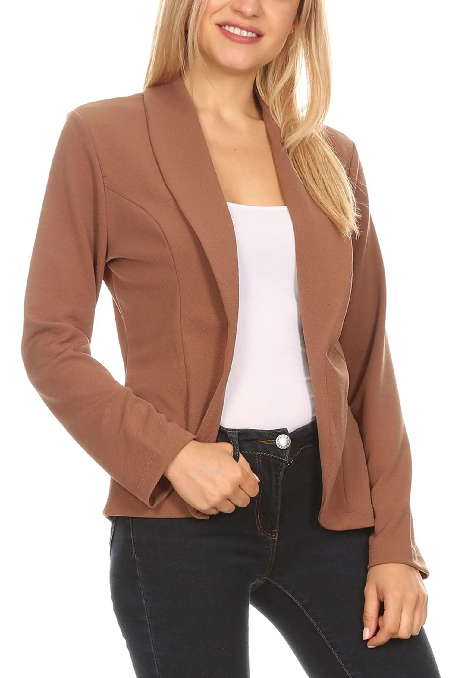 Women's Casual Long Sleeves Office Workwear Solid Blazer Jacket S-3XL