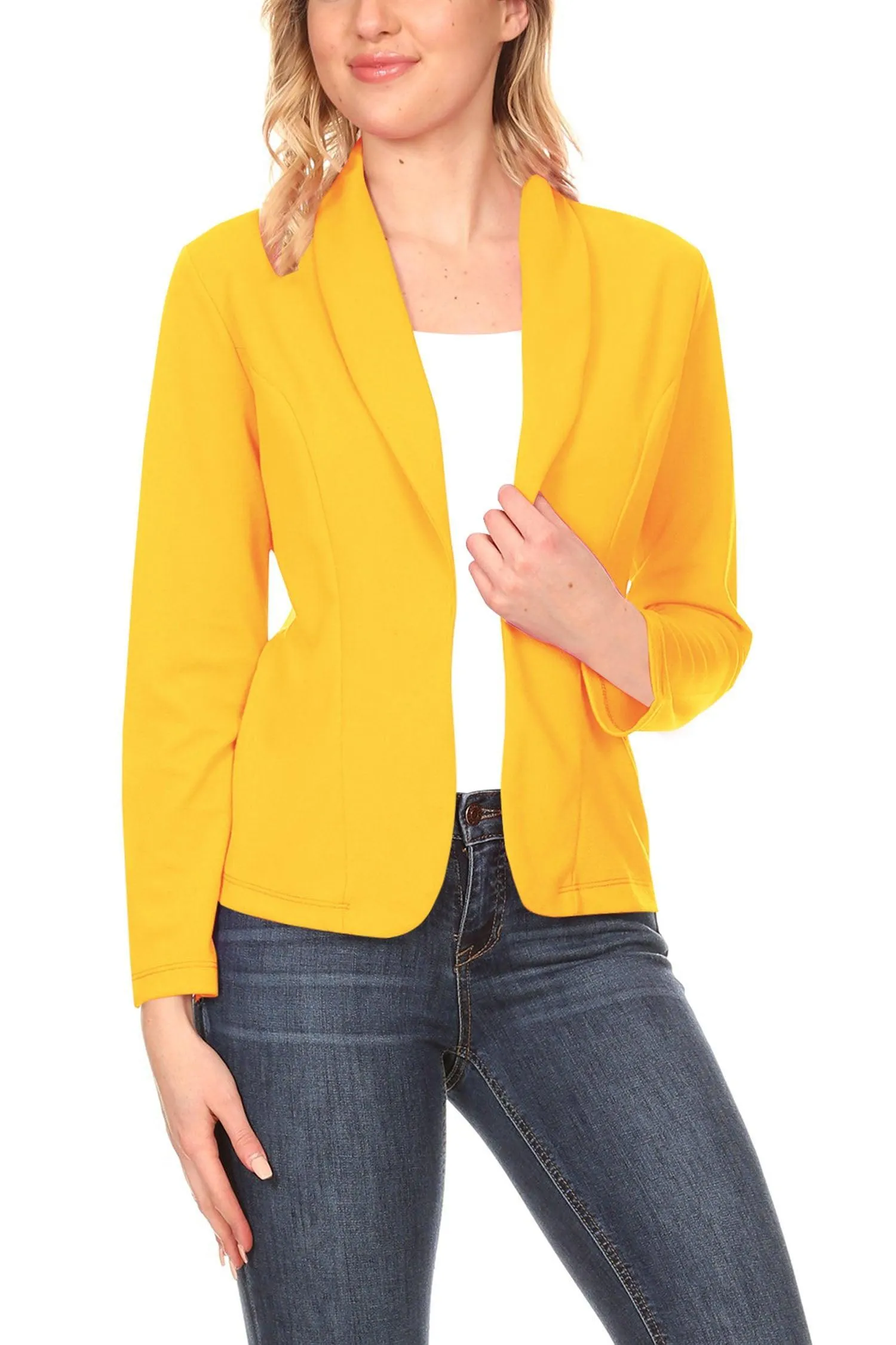 Women's Casual Long Sleeves Office Workwear Solid Blazer Jacket S-3XL