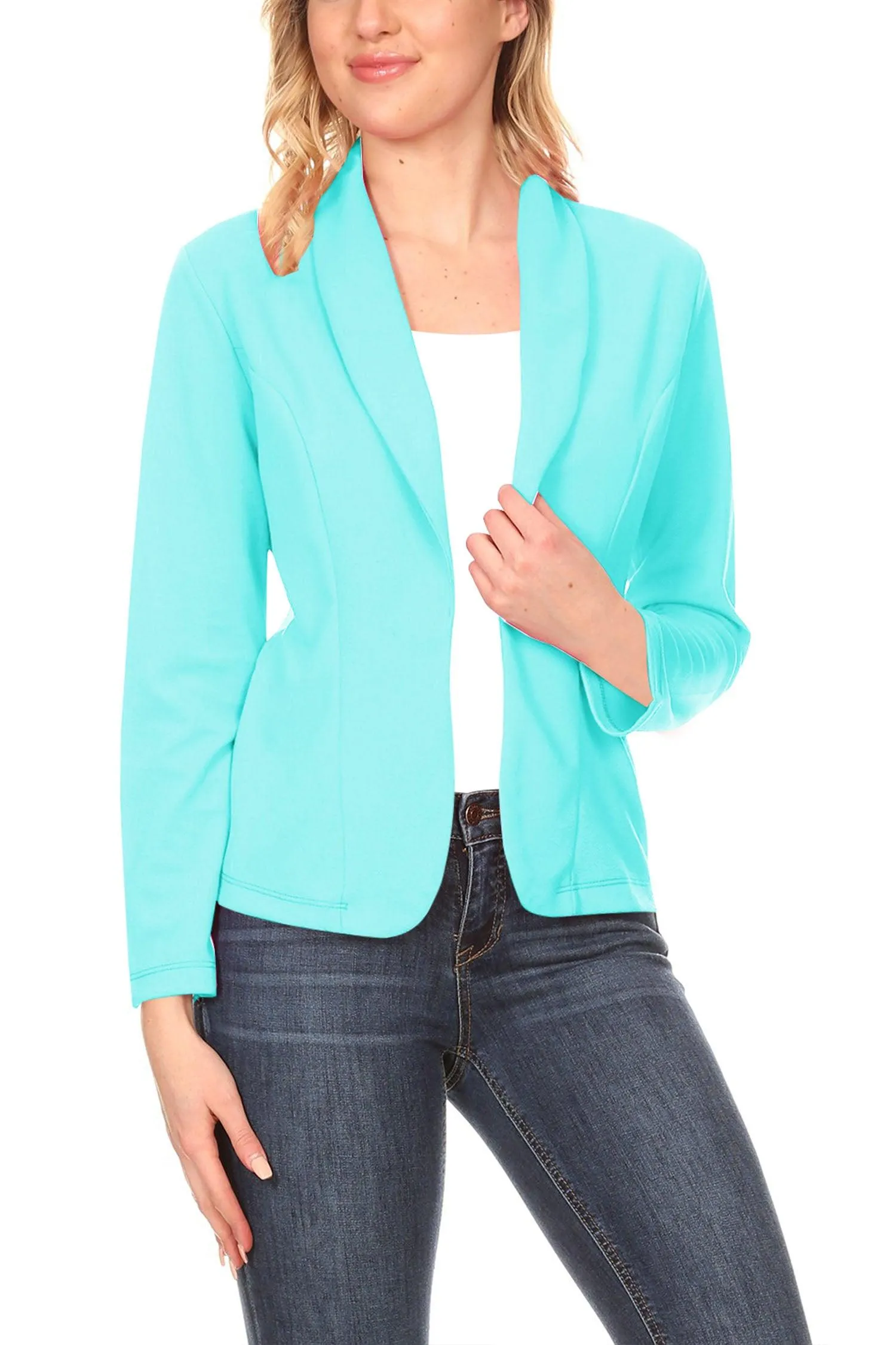 Women's Casual Long Sleeves Office Workwear Solid Blazer Jacket S-3XL