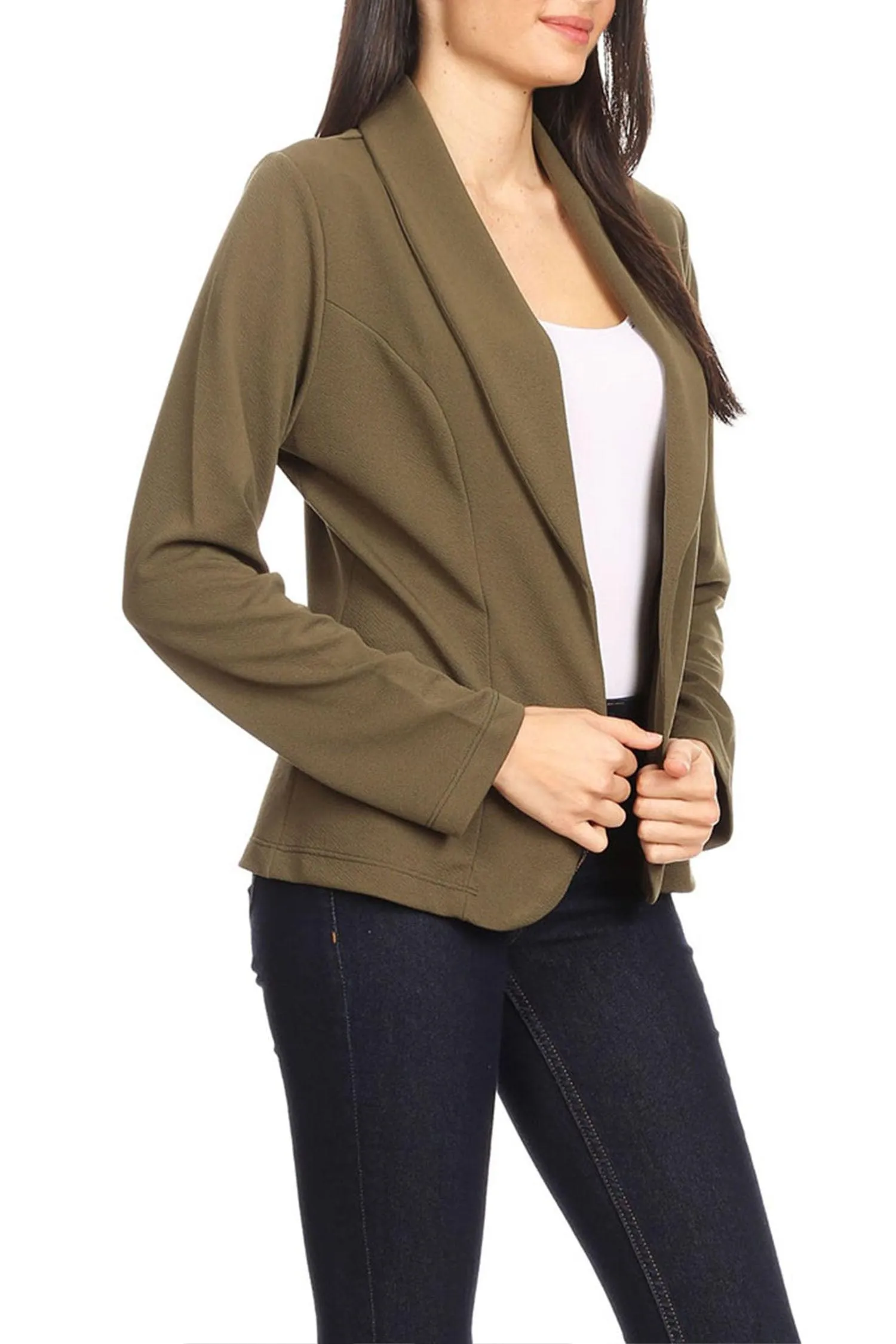 Women's Casual Long Sleeves Office Workwear Solid Blazer Jacket S-3XL