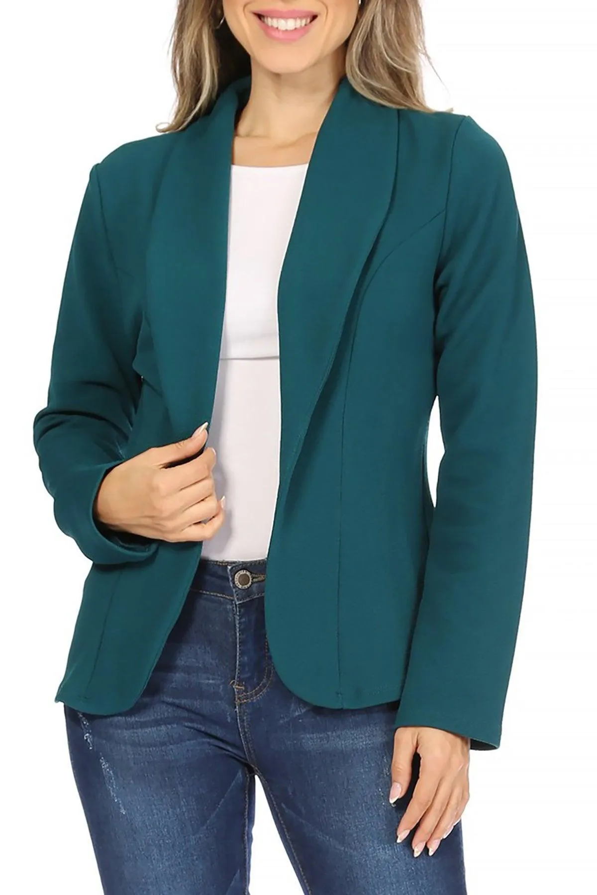 Women's Casual Long Sleeves Office Workwear Solid Blazer Jacket S-3XL