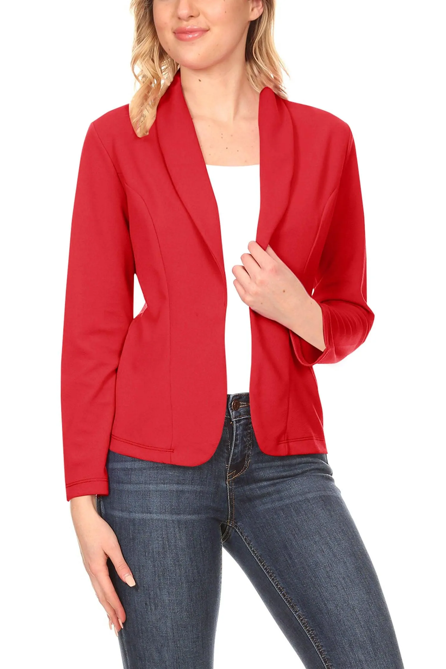 Women's Casual Long Sleeves Office Workwear Solid Blazer Jacket S-3XL