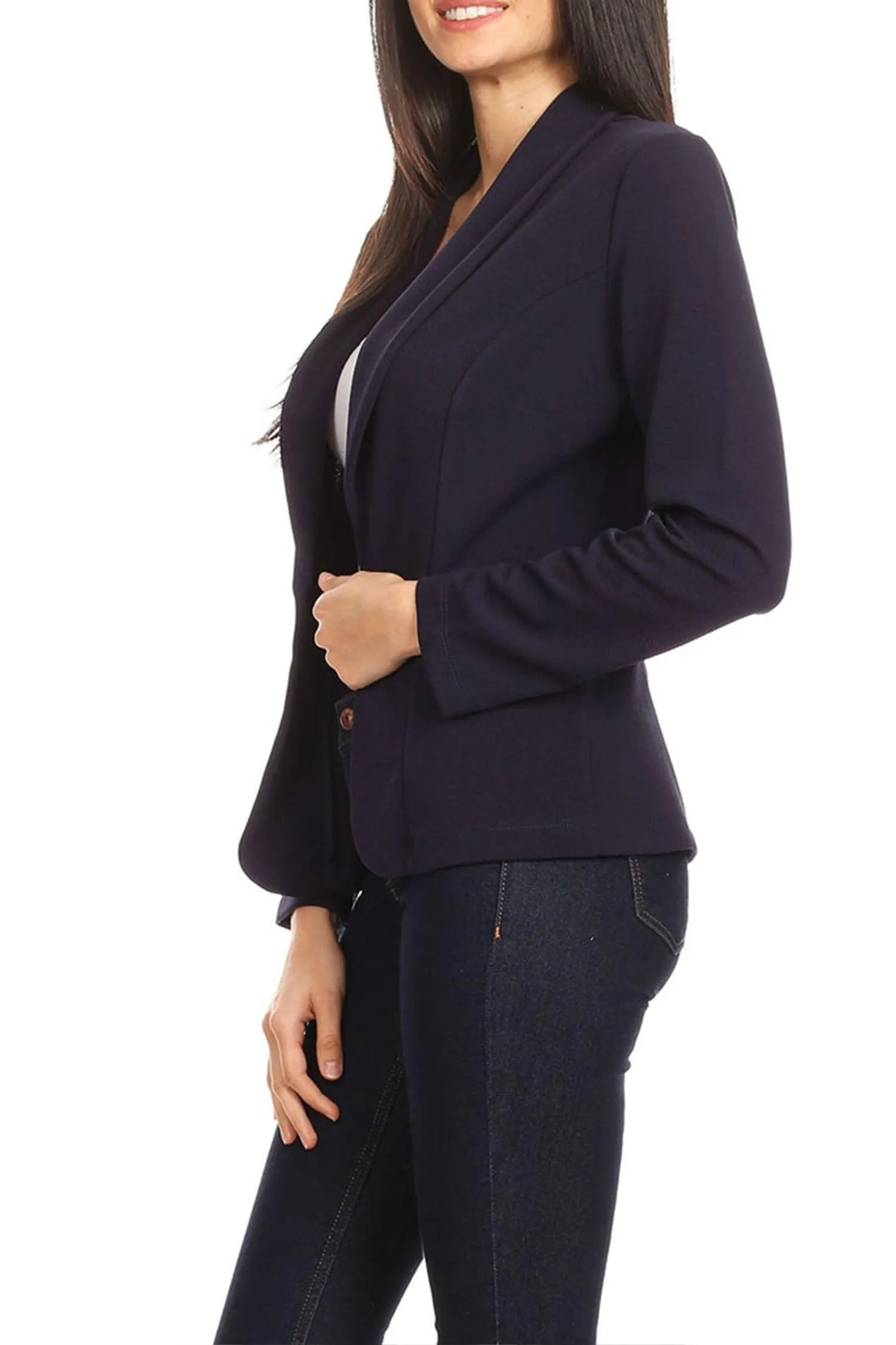 Women's Casual Long Sleeves Office Workwear Solid Blazer Jacket S-3XL