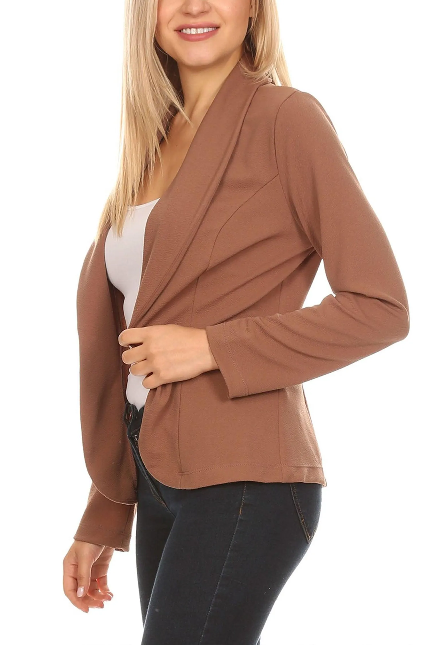 Women's Casual Long Sleeves Office Workwear Solid Blazer Jacket S-3XL