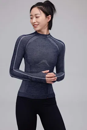 Wool Seamless Mock Neck Top